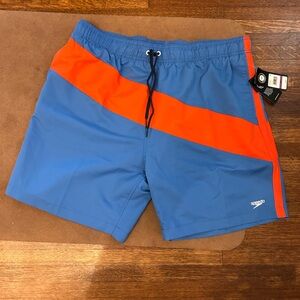 Speedo Men's Swim Trunks in Blue and Orange